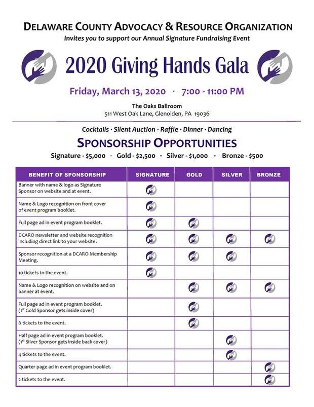2020 Giving Hands Gala Delaware County Advocacy Resource